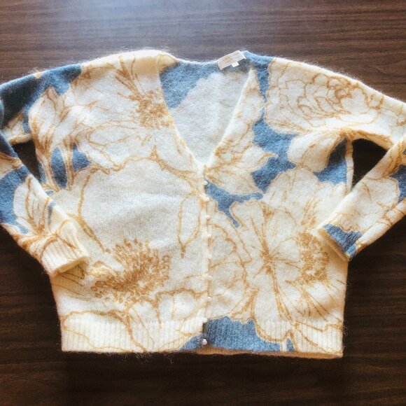 Sezane Lisette Celeste Blue Floral Print Cardigan XXS - Picture 5 of 7